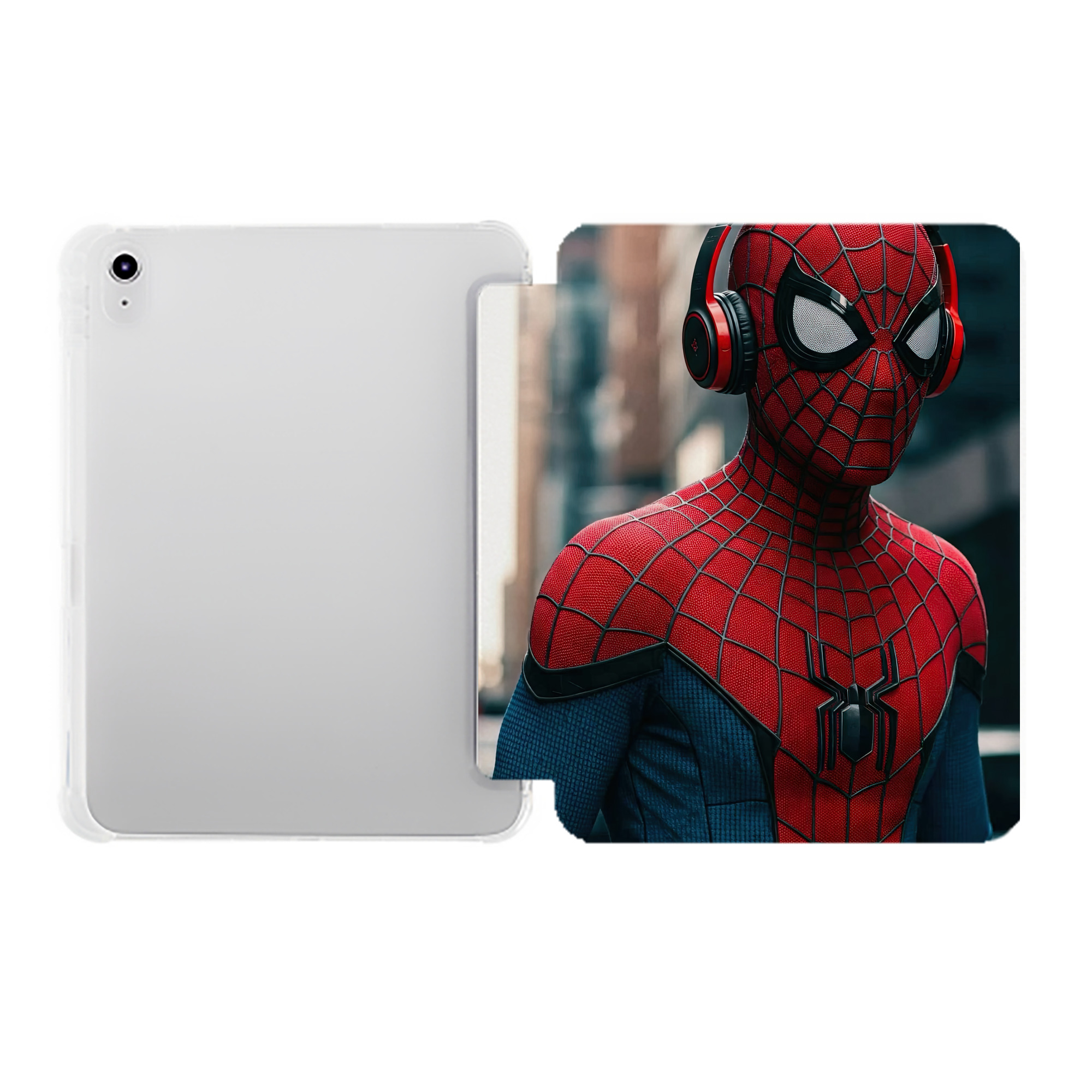 （画像用） Spider Man スパイダーマン IPad ケース ペン収納付き 三つ折りスタンド PUレザー×シリコン 対応機種9.5/10.5/10.9インチ